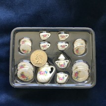 1:12 scale dollhouse miniature Porcelain Set Coffee Set Elegant Peony Flowers - £6.43 GBP