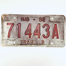 1992 United States Indiana Bartholomew County Trailer License Plate 71443A - $11.87