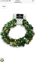 St. Patrick&#39;s Day Green and Gold Mini Shamrock Tinsel Design Wire Garlan... - $15.89