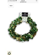St. Patrick&#39;s Day Green and Gold Mini Shamrock Tinsel Design Wire Garlan... - $21.73 CAD