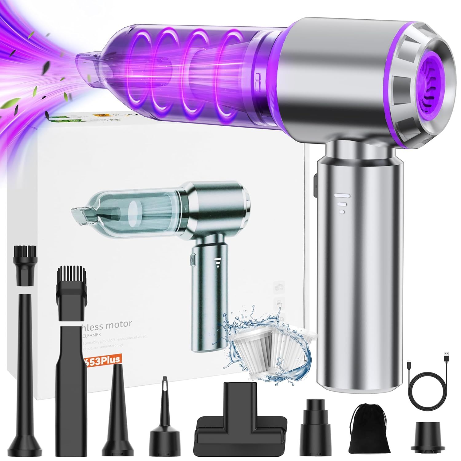Car Vacuum Cleaner, Mini Handheld Vacuum Cordless 16000Pa 120W Powerful Brushles