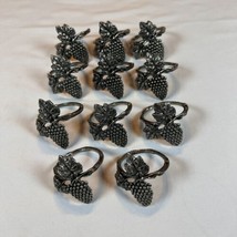 Vintage 95% Pewter Stamped Grape Vine Napkin Rings Thailand - $38.70