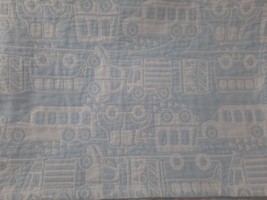 Peacock Alley Jacquard Blue &amp; White Baby Blanket Coverlet w/ Car Bus Pattern - £27.62 GBP