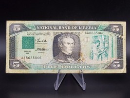 Liberia Banknote P-19 5 Dollars 1989 Circulated - $4.94
