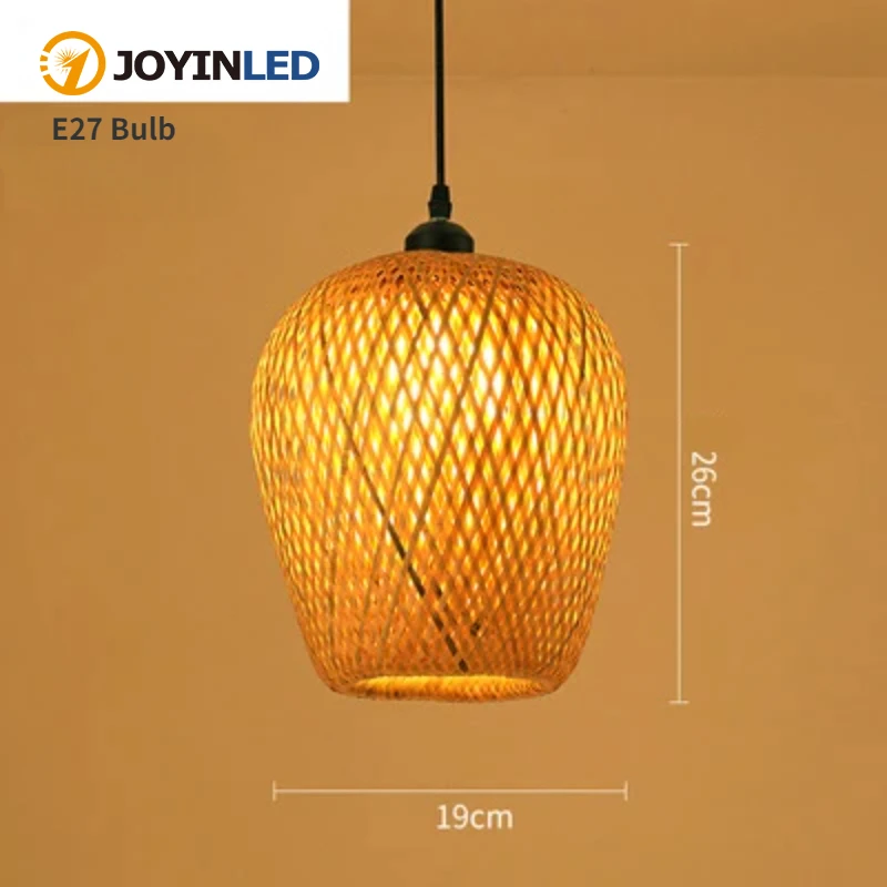 High Quality Handwoven Natural Rustic Asian Pendant Rattan Bamboo Lamp S... - $42.08+