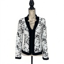 Joseph Ribkoff VTG Black &amp; White Embossed Floral Jacket With Notch Colla... - £36.80 GBP