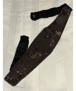 Beaded Cummerbund Waist Belt Hook Closure Vintage 80s Copper Glass Black... - $48.90 CAD