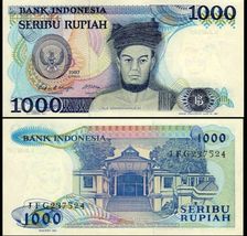 1987 Indonesia 1000 1,000  Rupiah Pick-124  UNC - $5.92 CAD