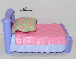 FISHER PRICE My First Dollhouse Pink Purple Bed Girl Sister Bed &amp; Flower... - $9.65