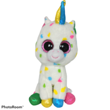 Ty VelveTy Beanie Boo Harmonie Unicorn Glitter Eyes Horns Confetti Plush 8&quot; - $15.83