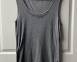 St Johns Bay Beaded Tank Top Womens Size XL Gray Stretchy Layering Summer - £10.02 GBP