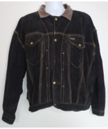 Vintage Mens Large Fidelity Leathers Black Suede Bomber Trucker Jacket *... - £31.56 GBP