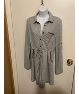 YA Los Angeles Large Long Sleeve Button Up Midi Shirt Dress Top Elbow Pa... - $16.82