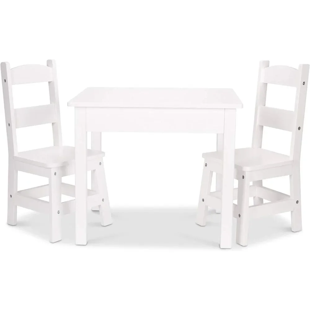 Wooden Table &amp; Chairs - White Children&#39;s Table With Chair Room Desks Des... - $215.23