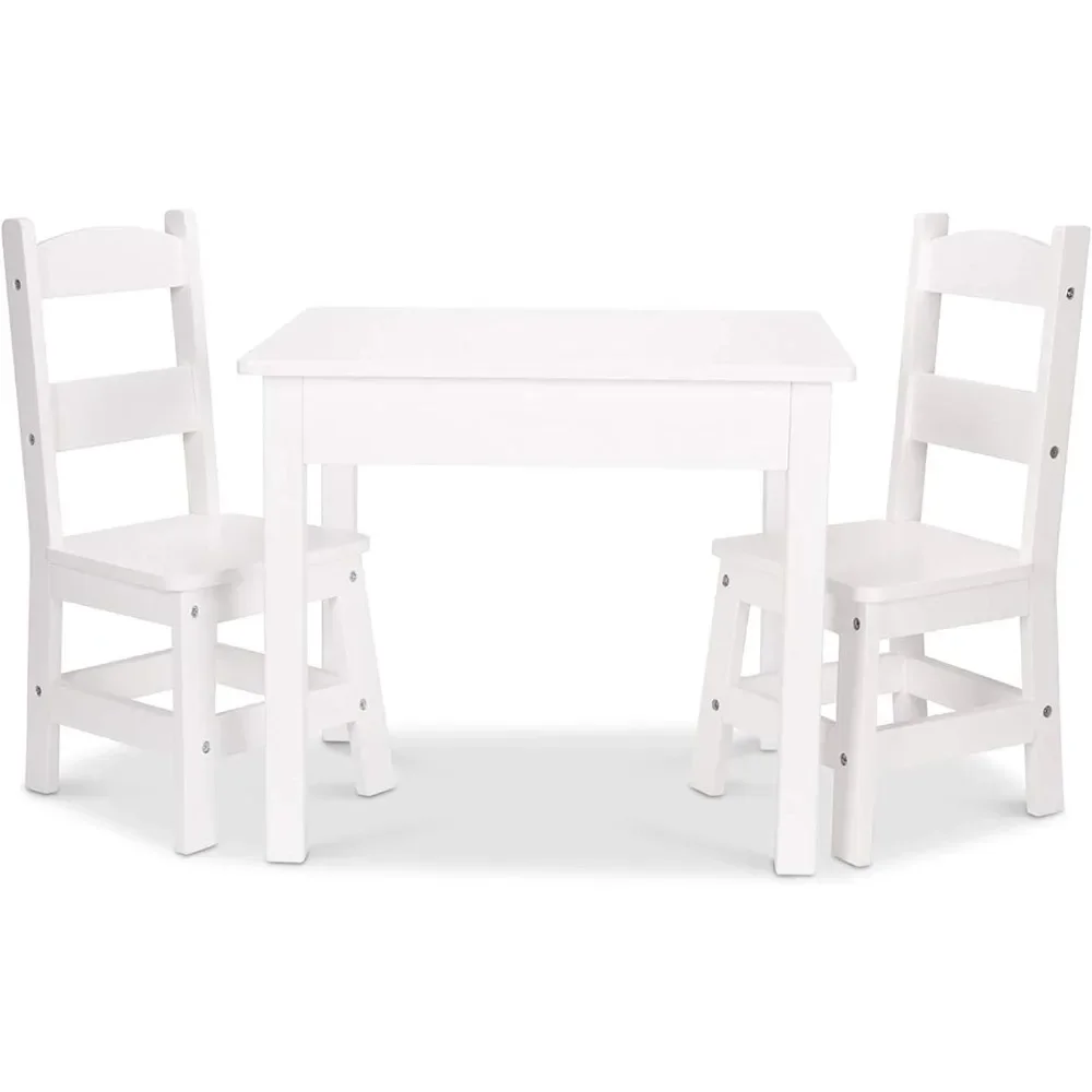 Wooden Table &amp; Chairs - White Children&#39;s Table With Chair Room Desks Des... - £161.66 GBP