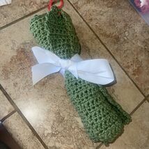 Handmade Set of 2 Crochet Cotton Dish/Wash Cloths 10”x9.5”- Green - $11.88