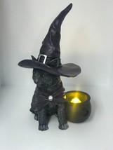 Black Cat Witches Hat Cape and Cauldron Halloween Magic Bewitching Yellow Eyes - £31.86 GBP