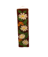 Groovy 70s Floral Latch Hook Rug Wallhanging Flower Power 12x47 in. - $57.92