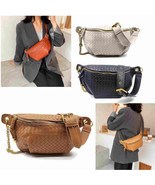 Women&#39;s Vegan Leather Woven Fanny Pack Crossbody with Partial Chain Strap - $48.00 CAD