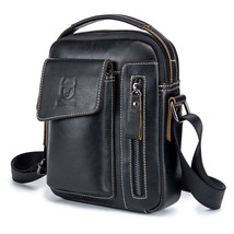 Leather Men Small Shoulder Crossbody Bag Travel Handbag Bull Captain - $39.98