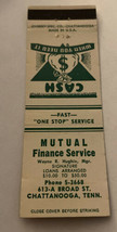 Vintage Matchbook Cover Matchcover Mutual Financial Service  Chattanooga TN - £1.39 GBP
