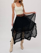 Bluivy Lace Tier Midi Skirt Black - $58.00