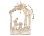  Gallarie II Wooden  Jesus Mary and Joseph in a Manger Christmas Ornament  - $11.59