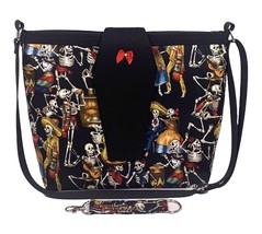 Day of the Dead Skeleton FIESTA COFFIN FLAP Bag &amp; Keychain Set Halloween Mexican - £19.90 GBP