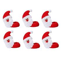 6pcs Christmas Wine Glass Decoration Santa Snowman Deer Wine Glass Foot Cover - £13.54 GBP