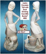 Vintage Lladro Girl with Milk Bucket and a Duck 4682 - $99.95