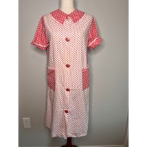 1960s Handmade Pink White Polka Dot Cottage Coquette Patchwork Bib Nightgown L - $15.00