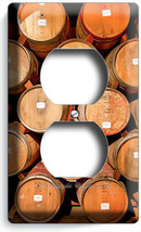 Rustic French Winery Cellar Wood Wine Barrels Outlet Wall Plate Kitchen Hd Decor - £7.42 GBP