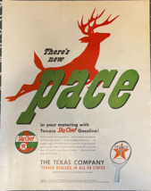 1949 Texico Vintage Print Ad Pace In Your Motoring Texaco Sky Chief Gasoline - $14.45