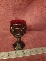 Vintage Small Wine Goblet 4 1/2&#39;&#39; Avon Cape Cod Pattern Ruby Red Pressed Glass - £6.04 GBP