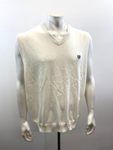 Chaps Men&#39;s Sleeveless Sweater Vest Size XXL V Neck White Cotton Pullover - $12.86