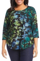 New Karen Kane Black Green Floral Top Blouse Size 1X Women $92 - £47.84 GBP