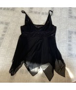 Fredricks Of Hollywood Black Sheer V-Neck Lace Accent Baby Doll Nightie ... - $25.99