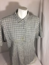 March Landing Men Gray Button Up Shirt Size M  Striped Long Sleeve Bin72#20 - £18.34 GBP