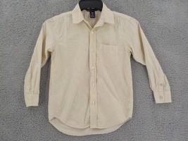 GAP BUTTON UP SHIRT BOYS SZ 8 YELLOW WHITE BLACK STRIPED W/ POCKET HI-LO... - $9.99