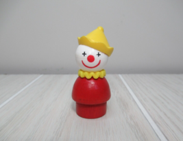 Fisher-Price Little People vintage circus clown red yellow hat WOOD Body - $12.86