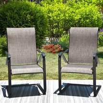 PHI VILLA Outdoor C Spring Dining Chairs Set of 2, High Back Metal Frame - £167.06 GBP
