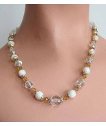 Judy Strobel Baroque Vintage Cut Glass Crystal &amp; Shell Necklace - £19.94 GBP