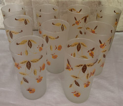 Jewel Tea Autumn Leaf Frosted Libbey 5 1/2&quot; Tumblers (Set of 9) - $80.00