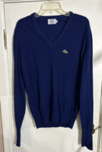 Vintage Izod LaCoste 1970&#39;s Men&#39;s Sweater pullover cable knit alligator front - £22.90 GBP