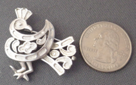 Vintage Crown Trifari Brooch L&#39;Orient Silver Tone Peacock 1950s 60s Bird... - £31.87 GBP