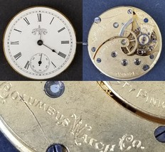 Columbus Watch Co. pocket movement face hands 11j 6s 1889 hunting gilt - $44.99