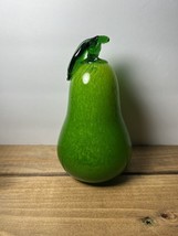 Vintage Glass Green Pear Paperweight 6” Tall &amp; Heavy! - £12.18 GBP