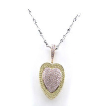 Real 0.73ct Natural Fancy Pink Diamonds Heart Pendant Necklace 18K Rose Gold 4G - £1,536.36 GBP