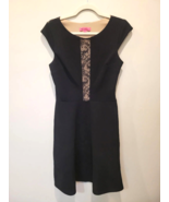 Betsey Johnson Women&#39;s Dress Size 8 Black Midi Lined Lace Knit - $28.45