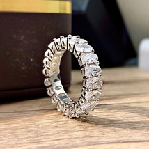 100% Real 925 Silver Ring Size 5-9 Pave Full Sparkly 3*5mm Oval Zircon Statement - £42.24 GBP